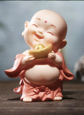 可爱招财弥勒佛客厅茶室桌面摆件