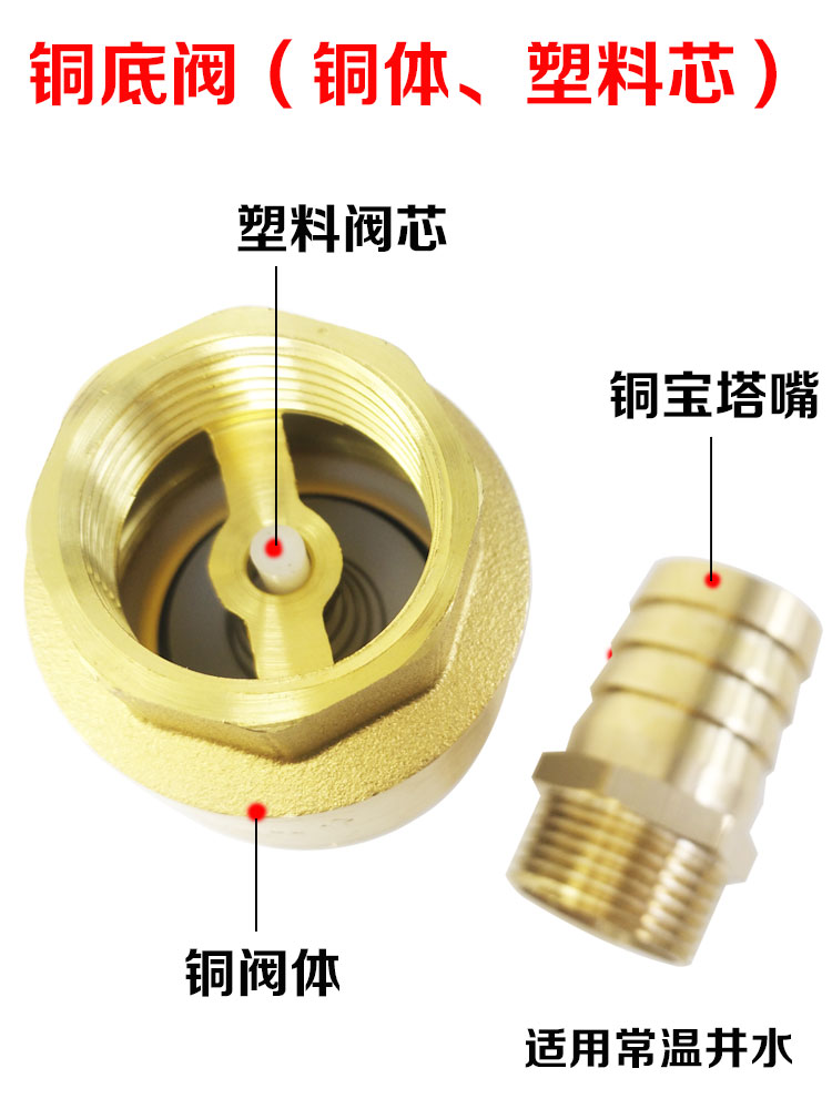 铜宝塔嘴井底阀带虑网止回阀自吸泵进水过滤防到流弹簧止逆阀插管