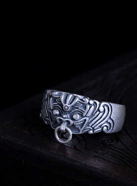 男女通用925纯银中国风饕餮戒指