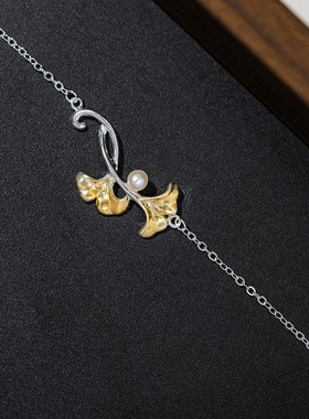 S925银杏叶手链新中式三生有幸