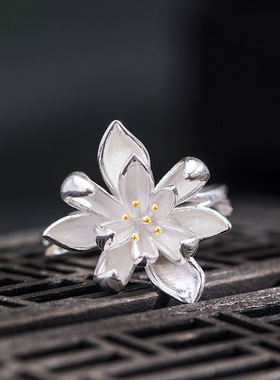 兰花指环银饰S925新中式女