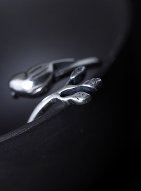 复古风树叶子手工饰品做旧戒指环