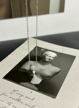 品牌精工！  S925通体纯银  5A闪锆   满钻大牌小扇子项链女礼物