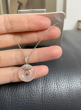 超美！平安扣 天然玉髓 高档 ！S925纯银~新中式细锁骨项链女礼物