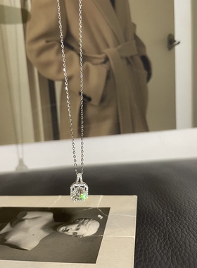 经典方糖 一克拉莫桑钻  S925纯银 钻石Bling闪！锁骨项链女礼物