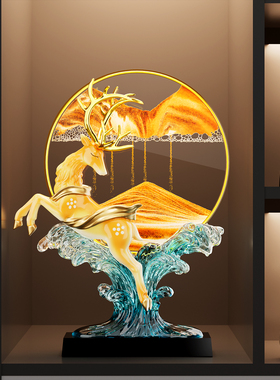 风生水起招财鹿3d立体流沙画摆件客厅轻奢高档装饰品乔迁新居礼物