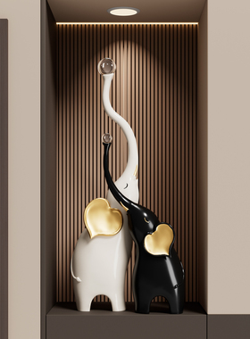 大象摆件高级感客厅招财一对入户玄关壁龛装饰品招财乔迁新居礼物