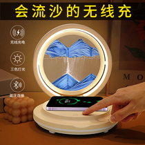 Flow Sand Painting Sand Drain Swing Piece Bedroom Bedside Small Night Light Wireless Charging Desktop Adornment Idea Wedding Birthday Gift