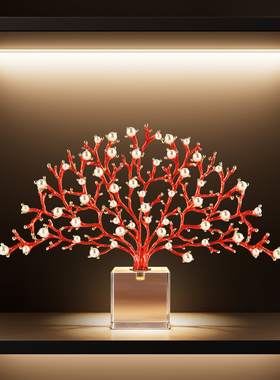 仿真珍珠珊瑚树摆件客厅轻奢高档网红高级感家居装饰艺术乔迁礼物