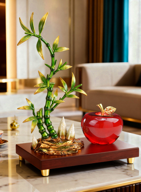 聚宝盆节节高升富贵竹子摆件招财客厅装饰办公室领导升职创意礼物