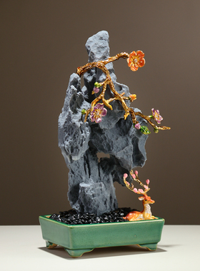 一路生花瑞气盈门珐琅彩摆件客厅电视柜酒柜装饰开业乔迁新居礼品