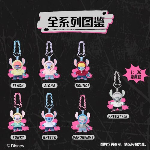 MINISO名创优品迪士尼史迪奇GenZ街头系列搪胶毛绒盲盒挂件公仔 - 图3