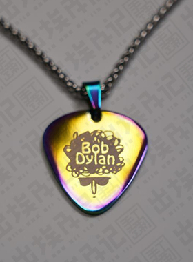 吉他拨片项链金属烤蓝盒子雕刻