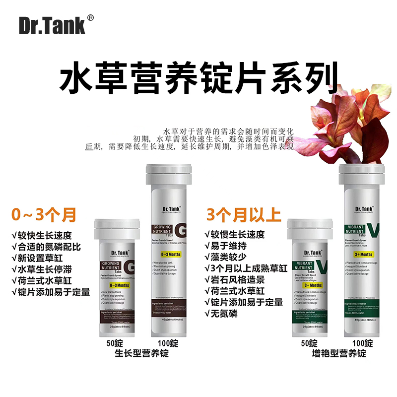 Dr.tank坦克水草液肥硝化菌净水锭除藻剂蓝绿黑毛蜗牛涡虫基根肥 - 图0