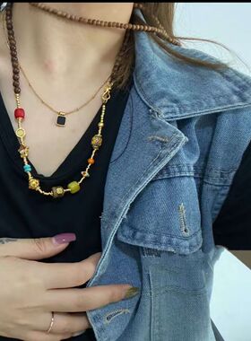 沉香珐琅民族风多用项链毛衣链爆款首饰网红国风项链女招财福禄吉