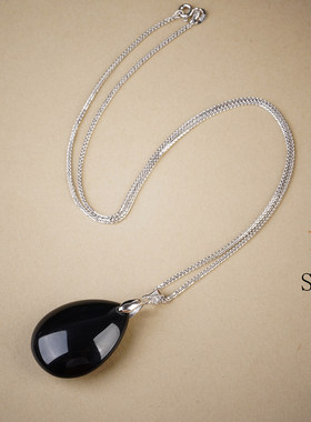 天然黑曜石水滴吊坠彩虹眼