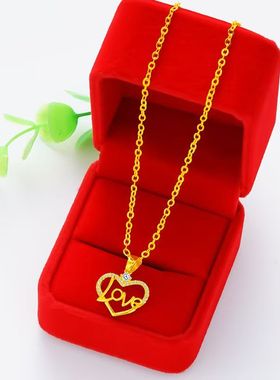9999真金女士24k金LOVE爱心吊坠