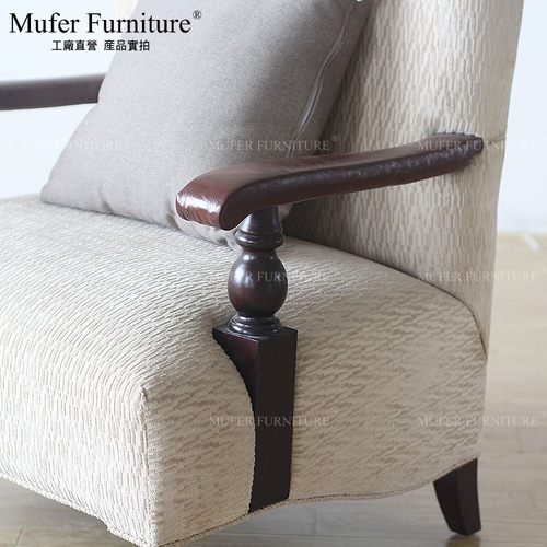 慕妃高端定制家具美式新古典榉木布艺欧式实木单人沙发休闲椅 - 图2