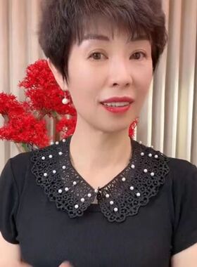 网红爆款镂空蕾丝贝珠假领子披肩