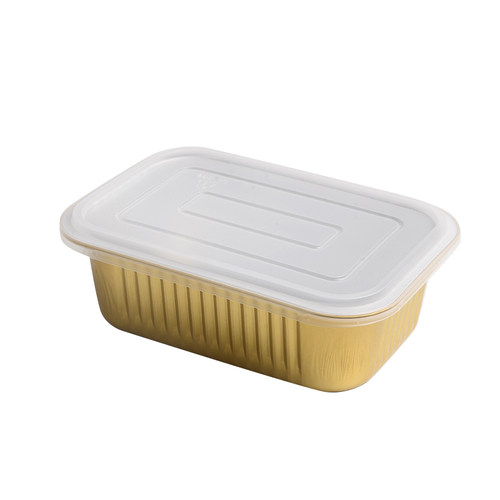 食用铝箔外卖打包盒长方形餐盒包装一次性烤鱼烧烤串盒可明火金色 - 图3