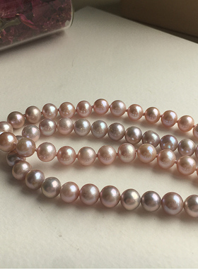 高品天然淡水紫色珍珠项链
