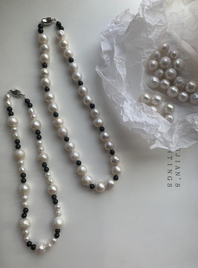 原创银蓝光天然淡水巴洛克珍珠