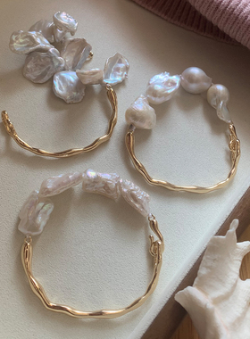 原创设计大巴珍珠手链极光银蓝