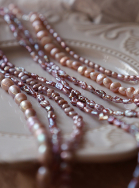 紫色天然淡水珍珠项链锁骨链