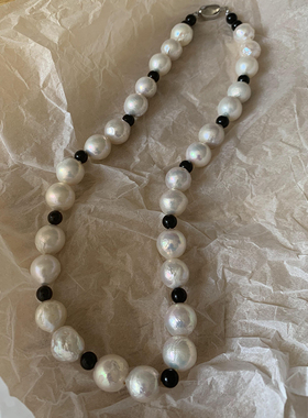 天然淡水极光巴洛克珍珠项链