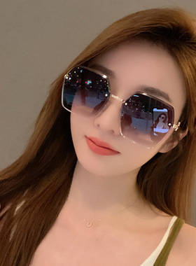 2025年新款潮防紫外线渐变太阳眼镜女士夏防晒无框墨镜高级感