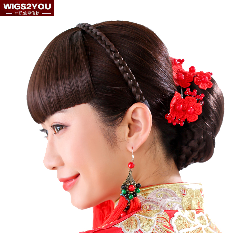 Wigs2you假发刘海 齐刘海麻花辫发箍留海 时尚流海新娘假发补发片 - 图3