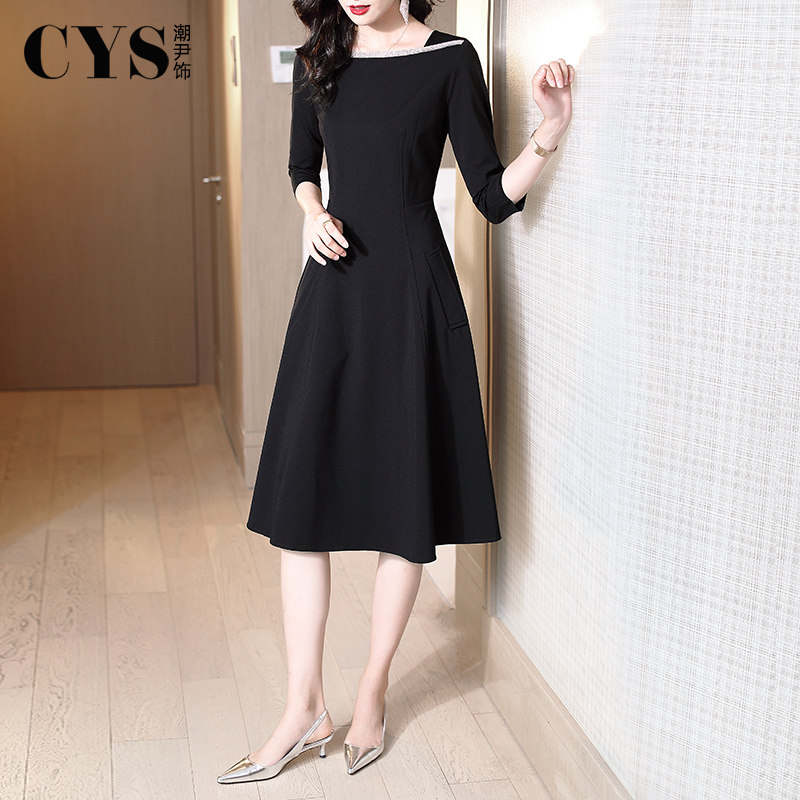 赫本风小黑裙秋装2020年新款连衣裙 潮尹饰连衣裙