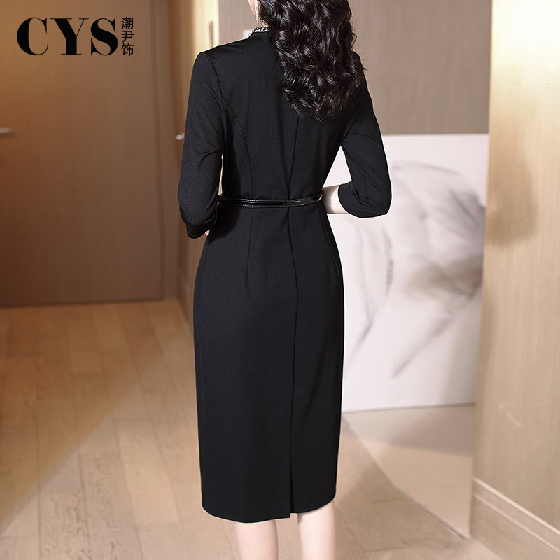 2020秋季新款黑色西装收腰包臀裙子 潮尹饰连衣裙