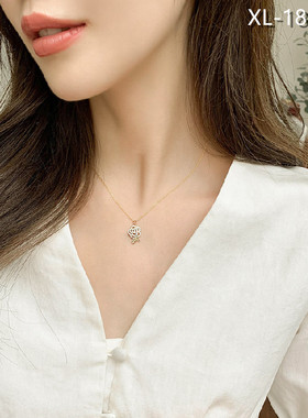 【真金电镀】微镶气质玫瑰花项链女锁骨链2021网红新品百搭饰品女