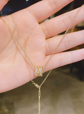 【真金电镀】法式轻奢锆石吊坠项链ins冷淡风保色简约锁骨链