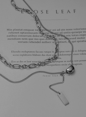 小红书推荐双层咖啡豆项链叠戴优雅简约长方牌吊坠锁骨链