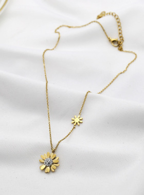 【钛钢】韩版小雏菊项链 ins小众设计网红森系轻奢锁骨链项链饰品