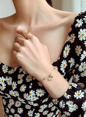 【真金电镀】蝴蝶手链网红闺蜜女韩版简约超仙设计感百搭配饰