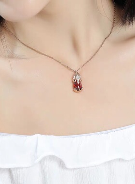 铜镶锆石网红时尚玫瑰金貔貅项链个性百搭吊坠短款锁骨链