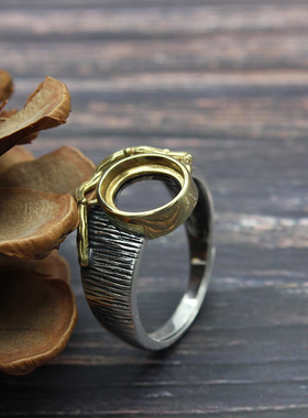 纯银夸张风情侣戒指托镶嵌绿松石