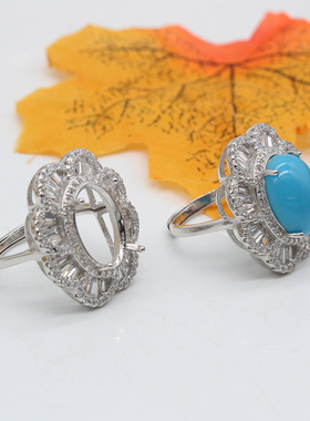 纯银豪华风满钻戒指空托