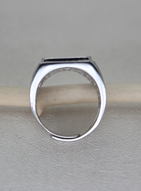 纯银方形戒指空托