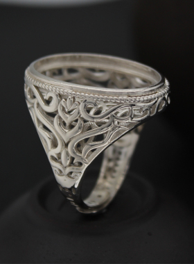 纯银男款镶嵌戒指空托24.5mm戒托