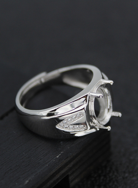 925纯银戒托男士带爪松石镶嵌