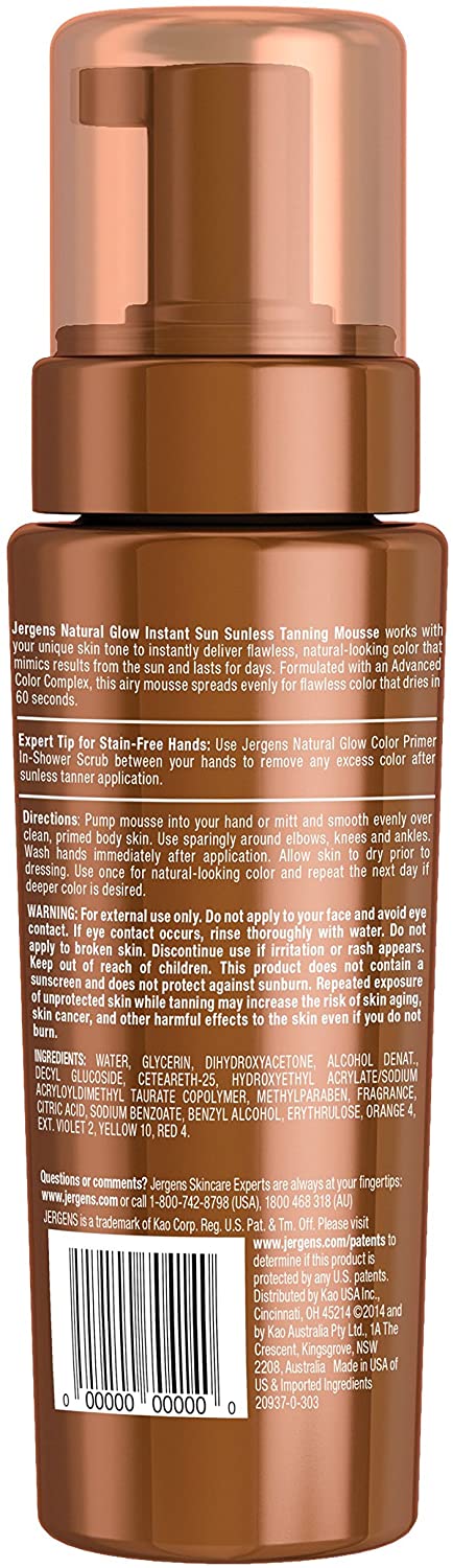 Jergens Natural Glow Instant Sun Body Mousse, Light Bronze T-图0