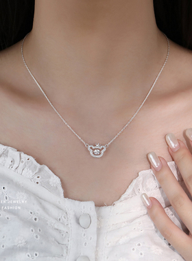 999纯银心动小熊项链春日锁骨链