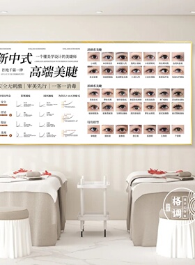 高端美睫装饰画新中式美睫毛款式定制挂画美容院房间墙壁广告海报