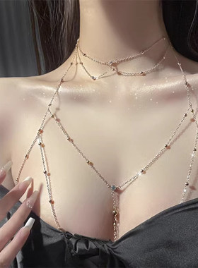胸链身体链氛围bodychain性感比基尼bikini锁骨后背链配饰项链女