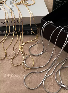 极简长款蛇骨链叠戴项链女小众设计感高级冷淡风毛衣链轻奢配饰品