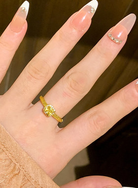 复古发财小方糖戒指女轻奢精致高级感食指戒个性素圈时尚指环尾戒